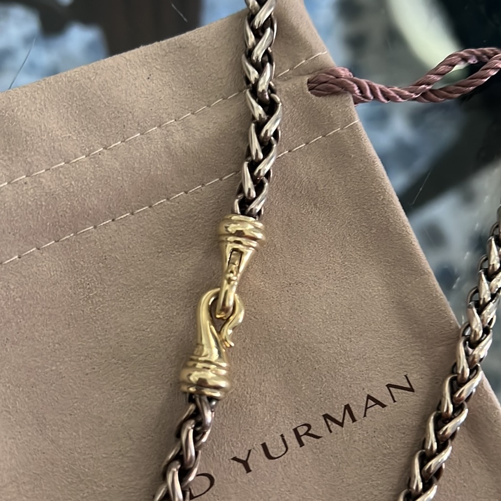 David Yurman Silver and Gold Twisted Cable Necklace - Picture 3 of 8
